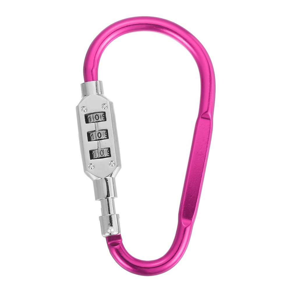 4.8" x 2.4" D-Shaped 3-Digit Code Combination Lock D-Ring Clip Locking, Pink