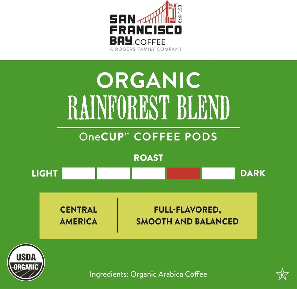 Coffee OneCUP Organic Rainforest Blend 36 Ct Medium Roast Compostable