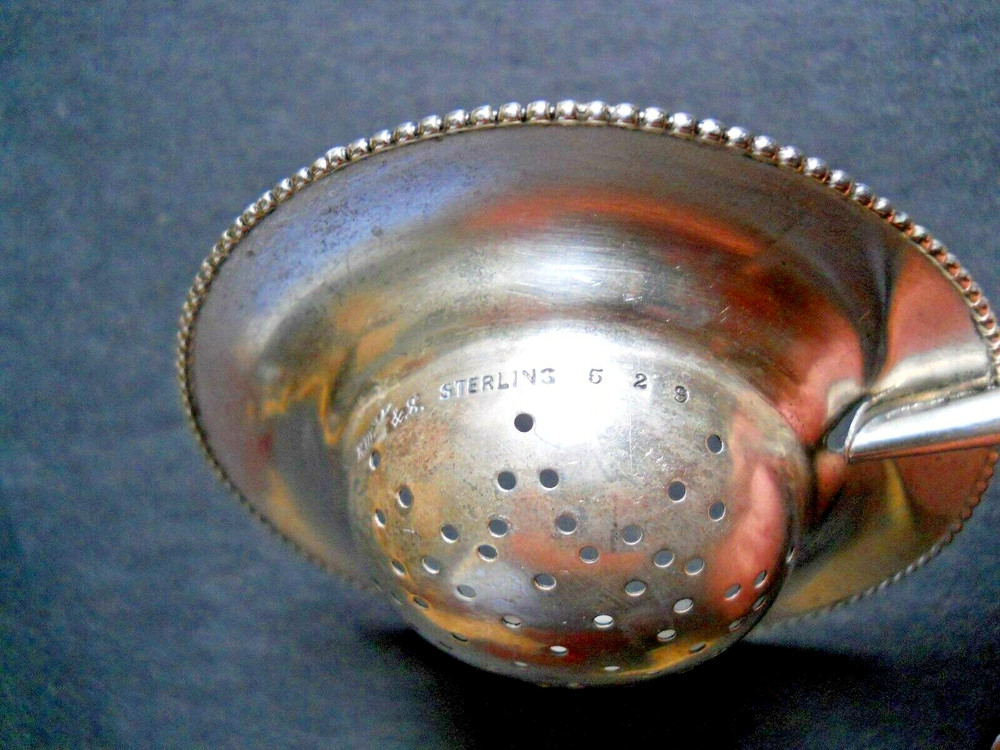 Sterling Silver Antique Tea Strainer Wood Handle