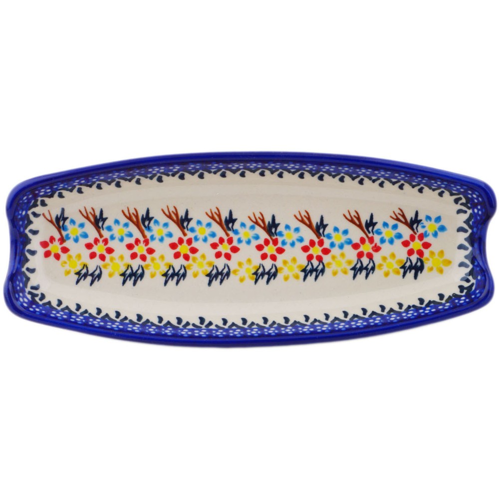 Polish Pottery Corn Tray 9" Spring Flower Ring