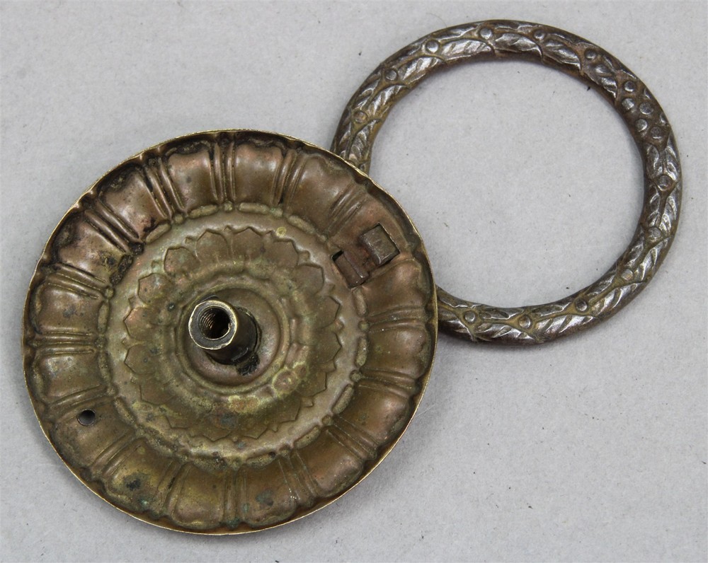 Single Ornate Antique Victorian Brass Cabinet Drawer Single Post Ring Pull