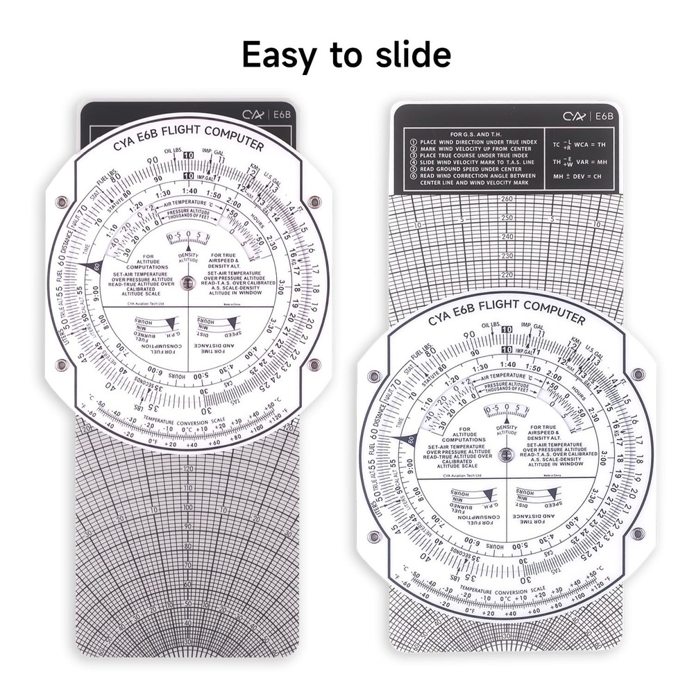 CYA E6B Plastic Flight Computer, Upgrade Aviation Pilot Flight Computer Calcu...