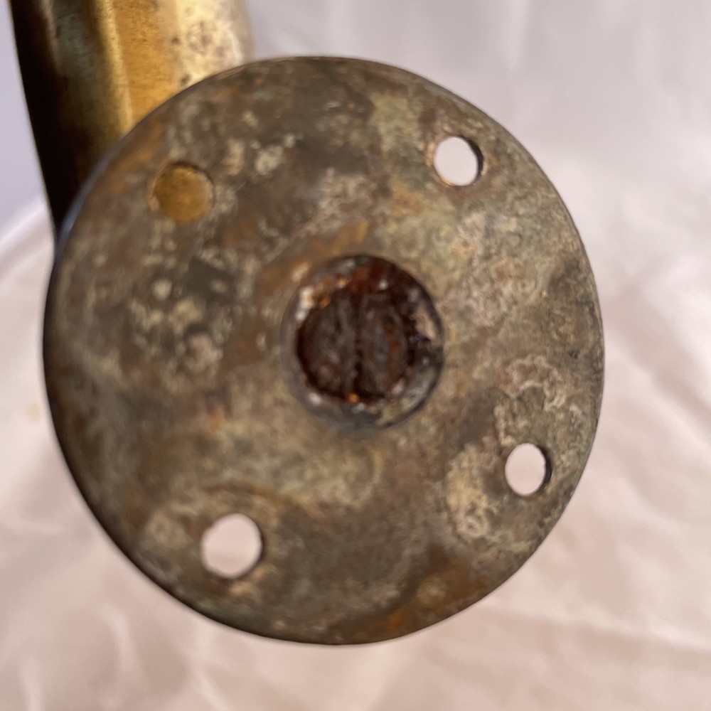 large vintage brass pull door handle. Solid. Reclaimed English.