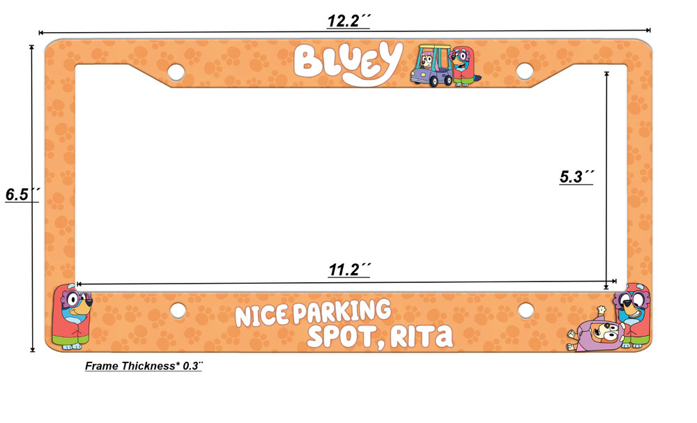 License Plate Frame Bluey Bingo, Rita