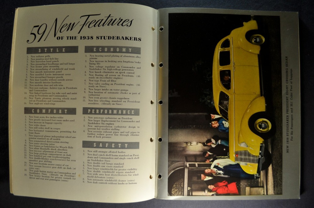 1938 Studebaker Inside Facts Book President Commander Six Excellent Original 38