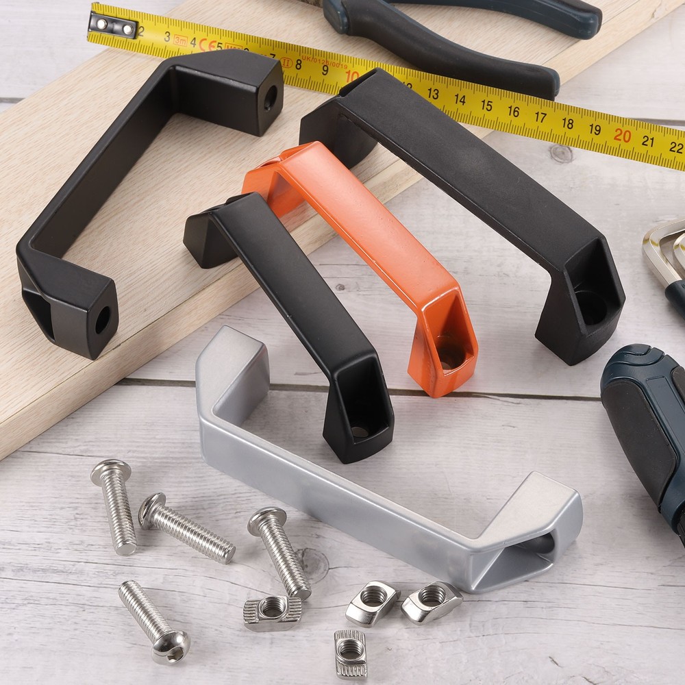 10 Pack Rectangular Pull Handle, 4.7" Hole Center Door Handle, Black