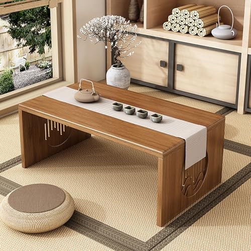 Foldable Japanese Floor Table 100% Solid Wood Folding Coffee Table, 80*37