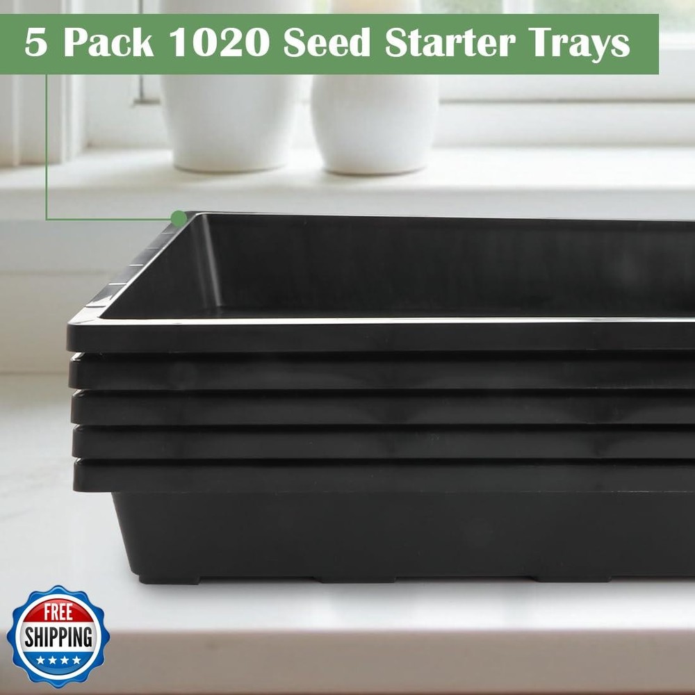 RooTrimmer 1020 Nursery Pot Trays 5 Pack, Plastic Flat Seed Start
