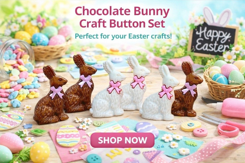 Chocolate Bunny Craft Buttons – Easter Bunny Embellishment Set