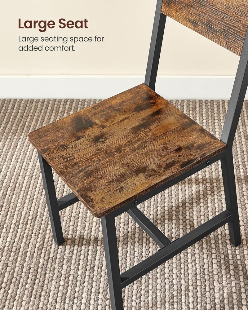 2-Pack Easy Assembly Rustic Brown Dining Chairs - Durable and Chic Design