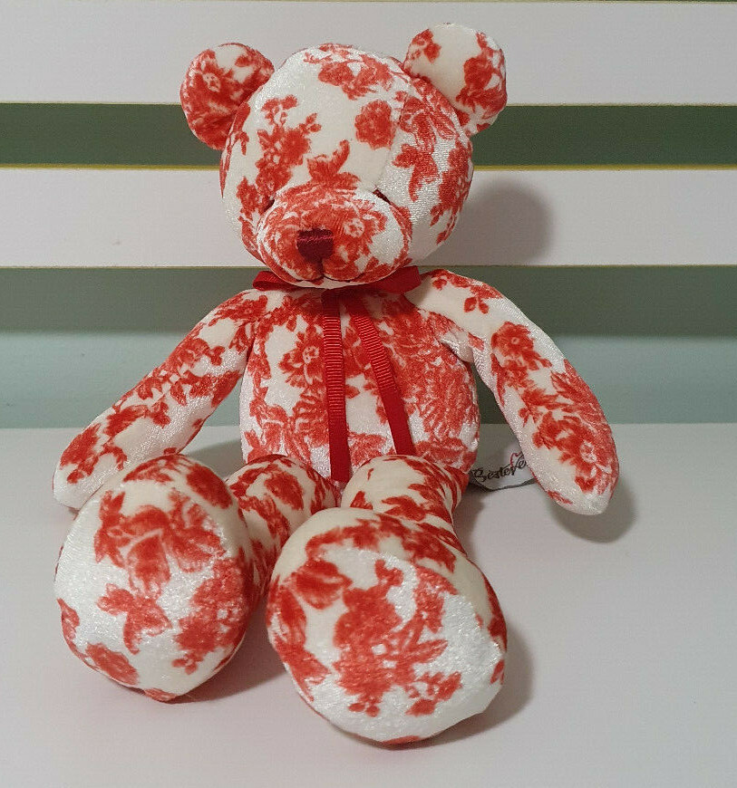 BESTEVER TEDDY BEAR RED FLORAL DESIGN 30CM