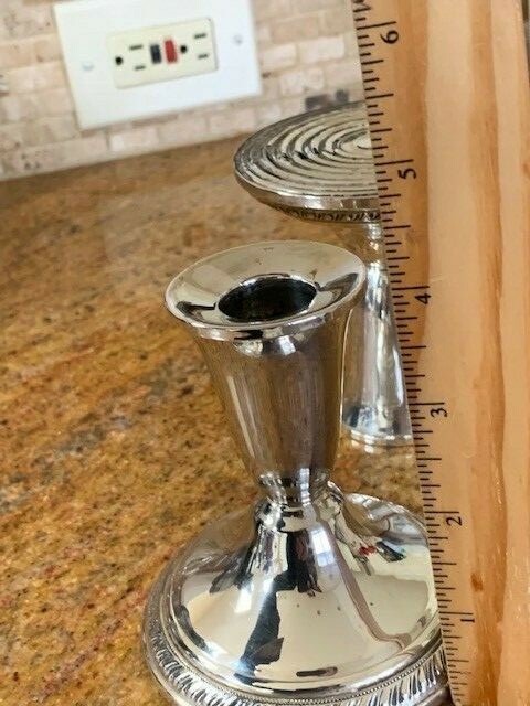 National Sterling Silver Weighted Candlesticks - Pair