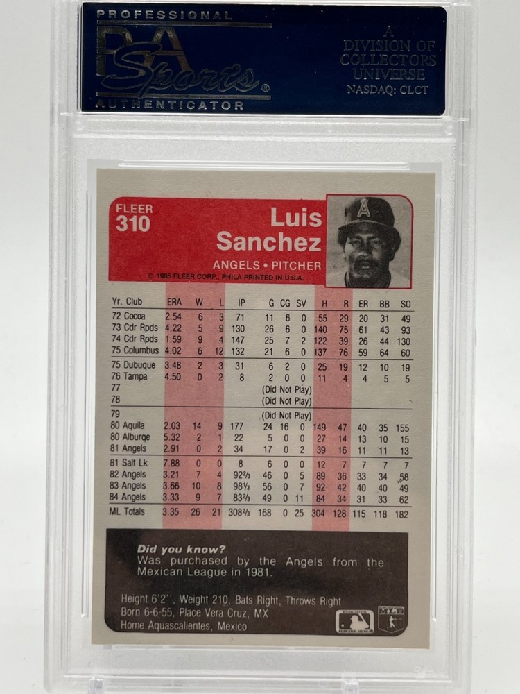 1985 Fleer LUIS SANCHEZ #310 PSA 8
