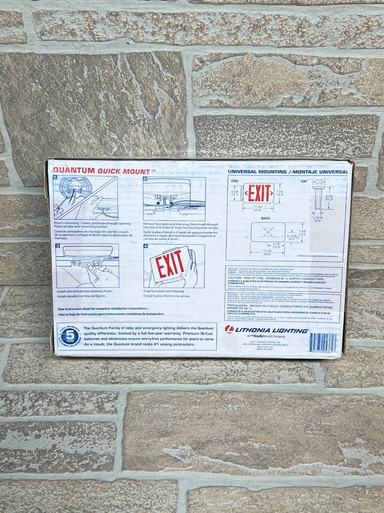 Lithonia Lighting Quantum Thermoplastic LED Emergency Exit Sign, Red Letters