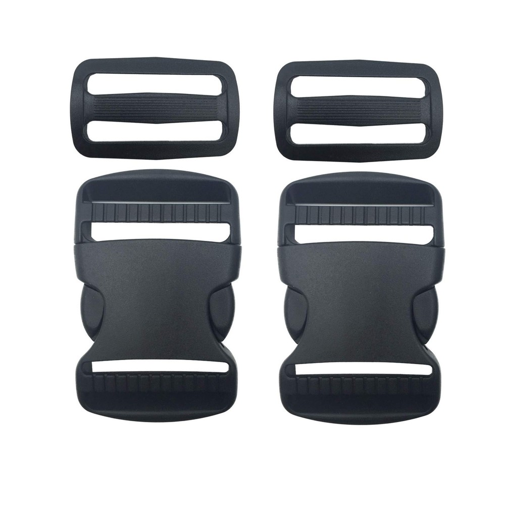 EesTeck 2 Set 1.5 Inch Flat Dual Adjustable Plastic Quick 1.5"-2 Pack, Black