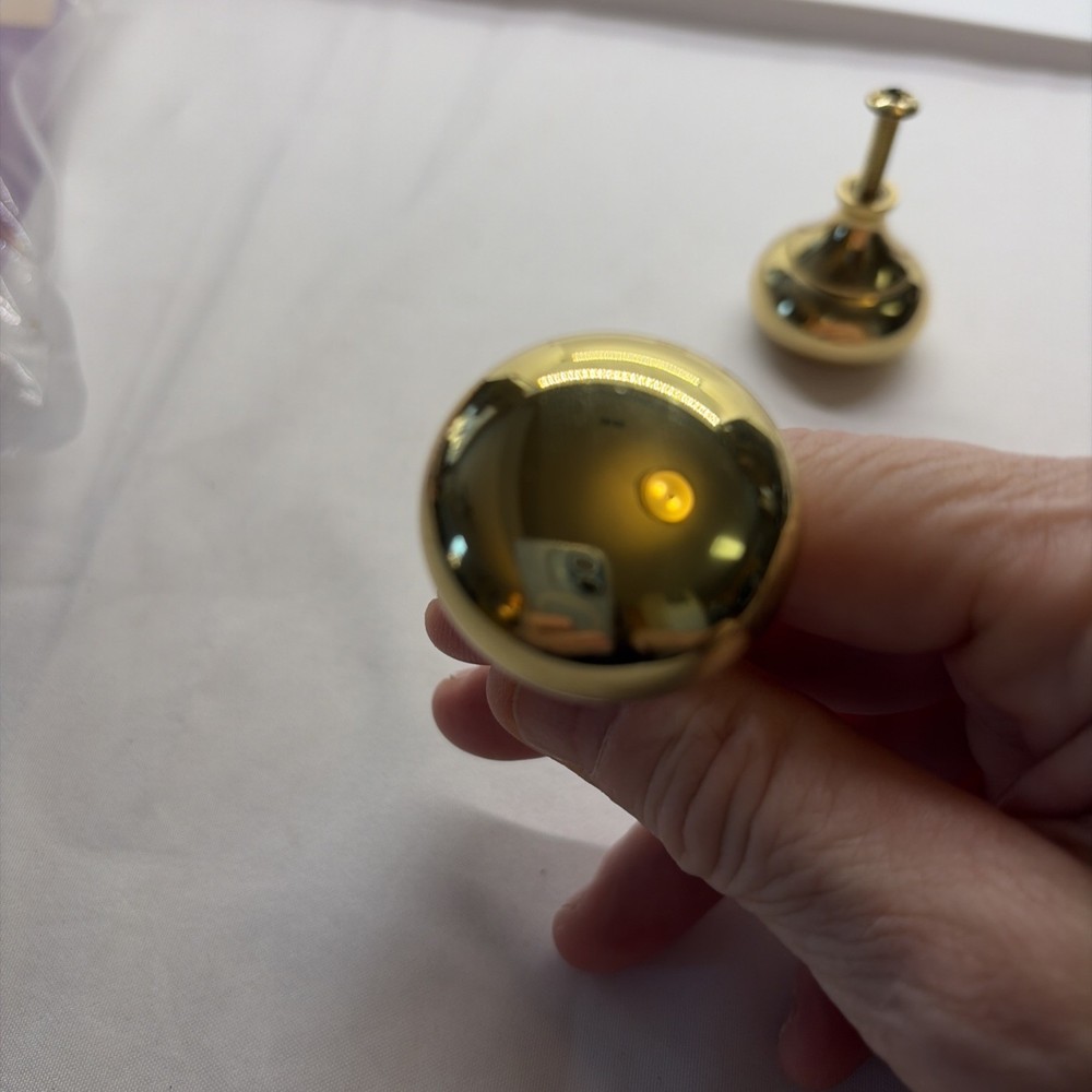4 Brass Round Drawer Pulls 1.25” VTG (11)