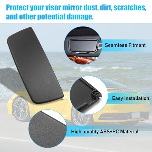 Compatible with Porsche Sun Visor Mirror Cover,Left/Right Sun Visor Black