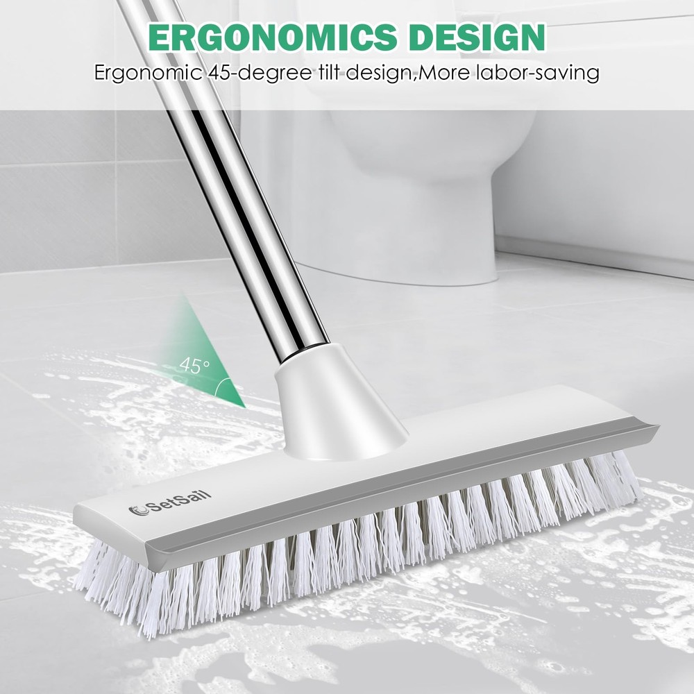 Floor Scrub Brush Long Handle Scraper Stiff Bristle Bathroom Tile / Cepillo Piso