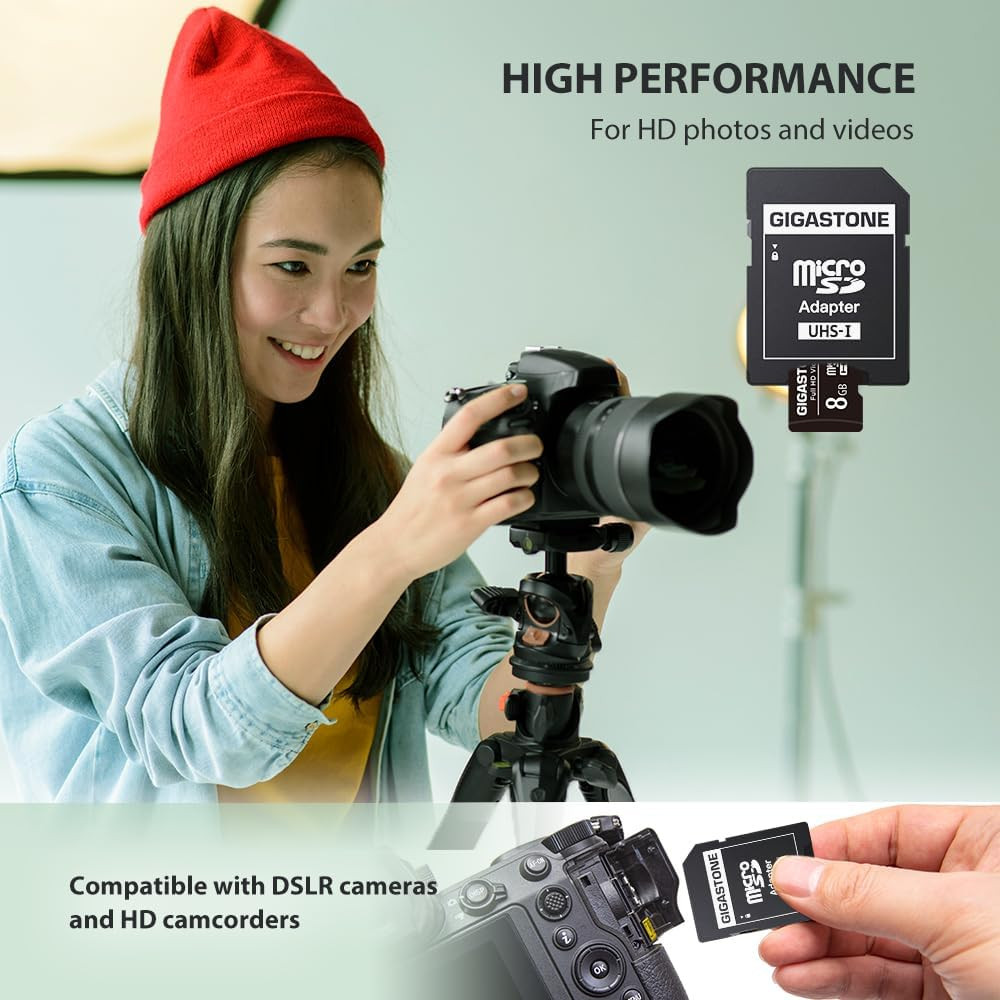8GB Micro SD Card 2-Pack, Full HD Video, Surveillance Security Cam Action Cam...