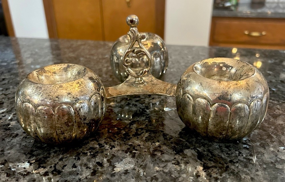 Vintage silver-plated three-part candelabra