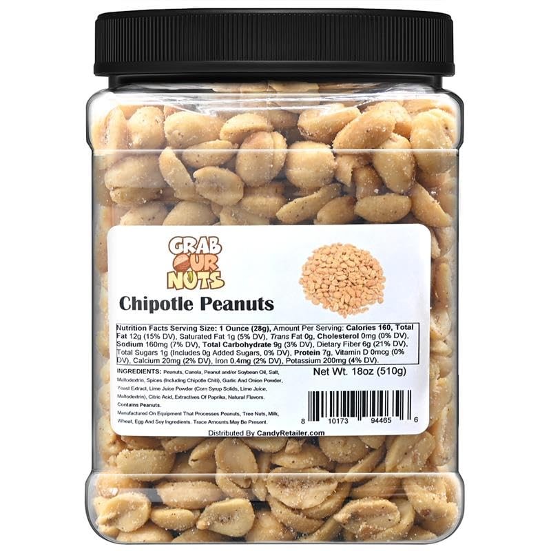 Grab Our Nuts Flavored Roasted Peanuts Chipotle 18 Ounces