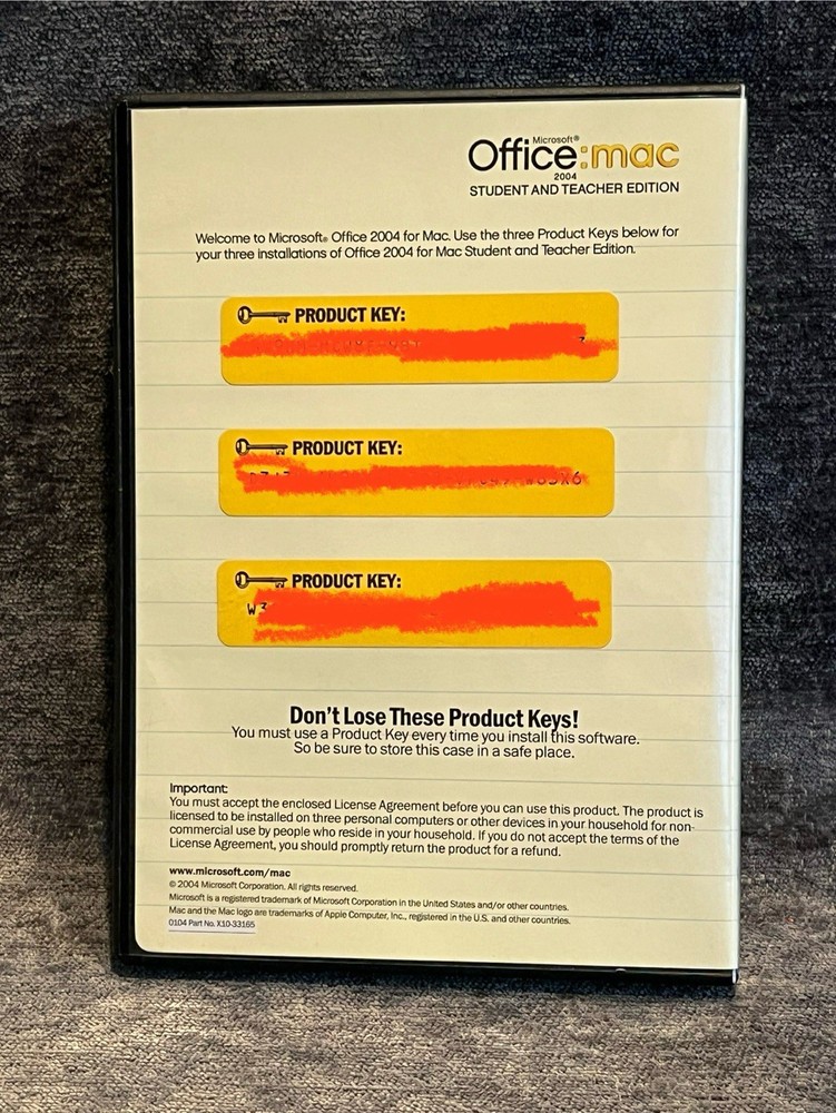 MICROSOFT OFFICE (Mac) Student and Teacher 2004 - Full Version (Retail)
