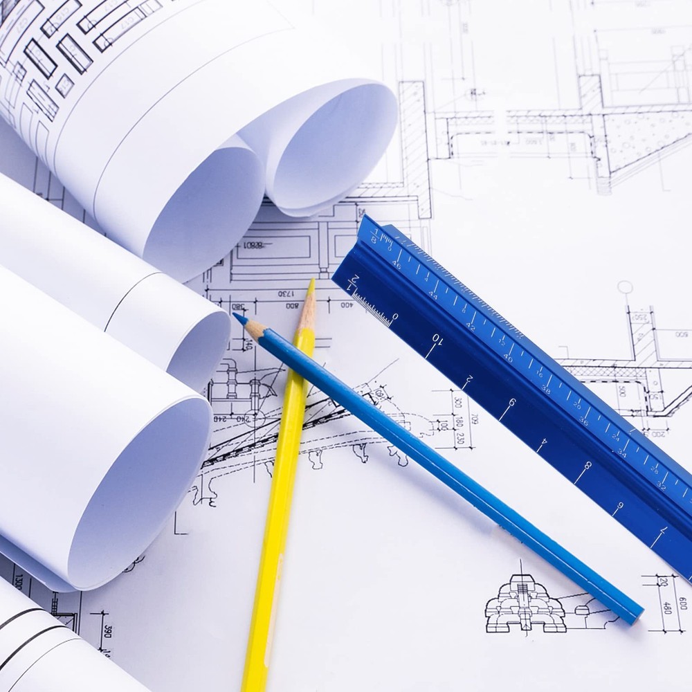 12 Inch Aluminum Architectural Scale Ruler for Engineers Architects Students