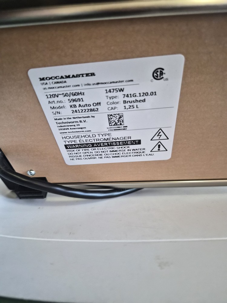 Technivorm Moccamaster Coffee Maker KB *Read Description* As Is