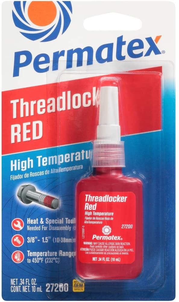 Permatex 27200 High Temperature Threadlocker Red, 10 ml