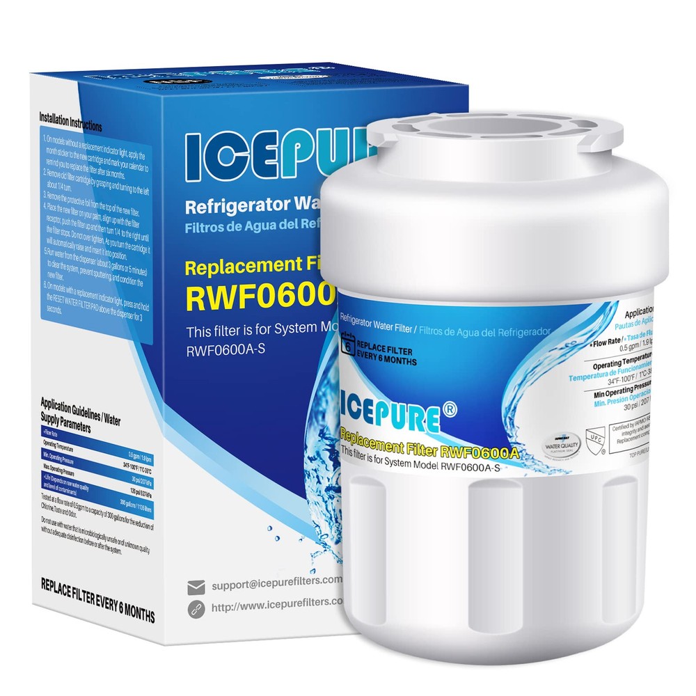 ICEPURE RWF0600A Refrigerator Water Filter Compatible for GE MWF, MWFINT, MWFA
