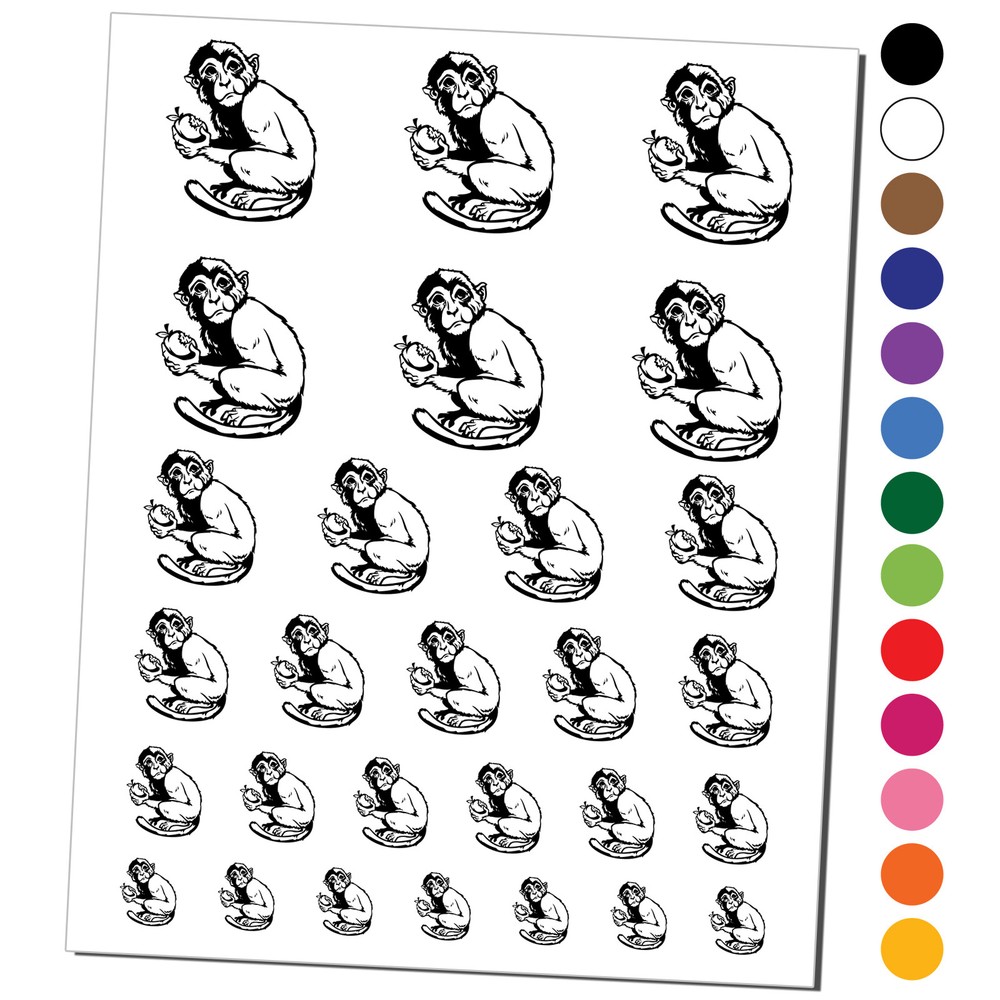 Monkey Eating Fruit Temporary Tattoo Water Resistant Set