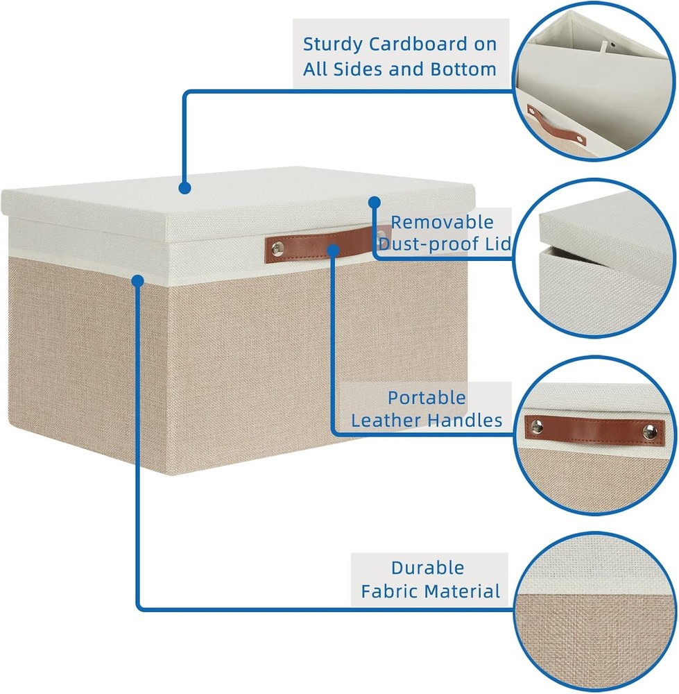 Foldable Storage Bins with Lids, [2-Pack] Large Storage Baskets with Lid, Fabric