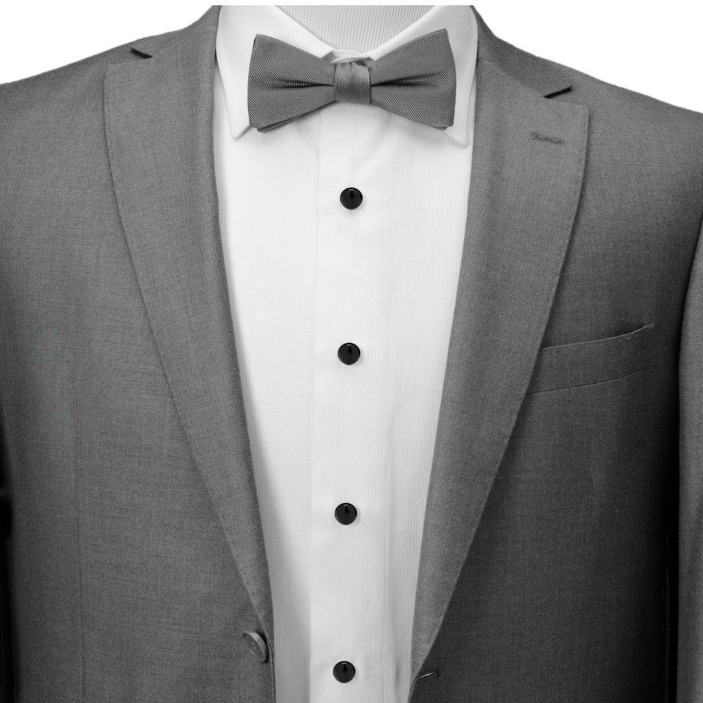 Tuxedo Button Studs Set Silver and Black 5-Studs Set with box