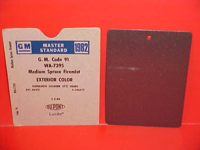 1982 CADILLAC ELDORADO DEVILLE FLEETWOOD BROUGHAM SEVILLE 4x6 PAINT CHIP CODE 91