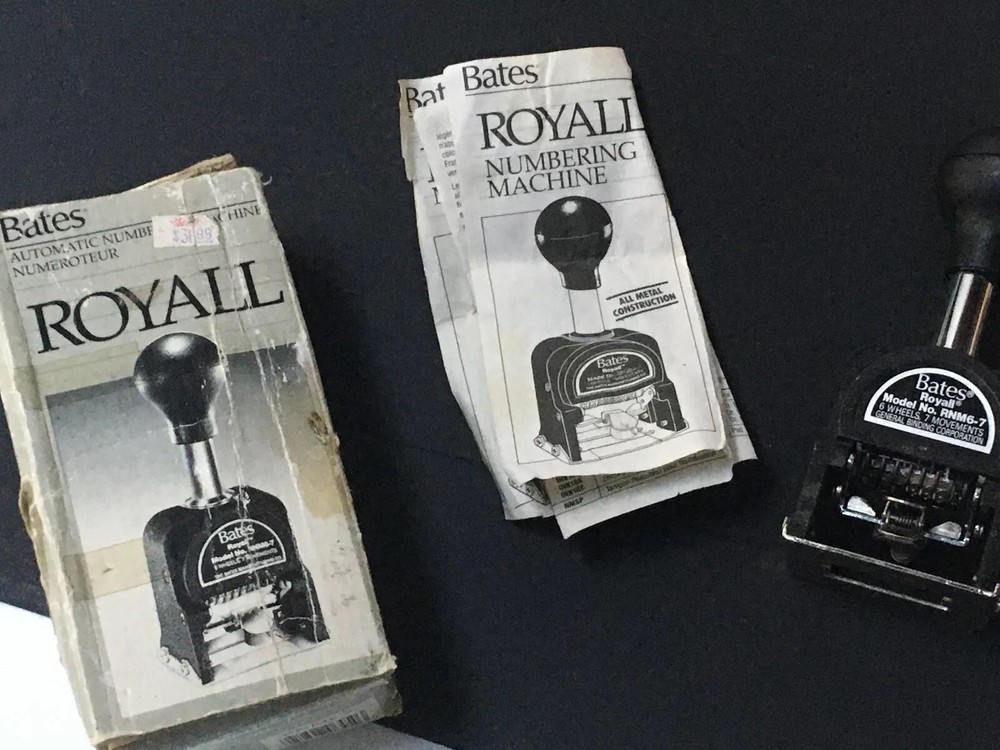 Rare Bates Royall RNM6-7 Automatic Numbering Machine Numeroteur