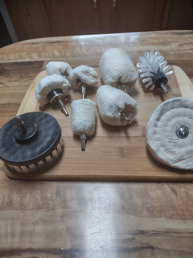 NEW 9 PCS CLOTH BUFFING WHEELS WITH CLEANING BRUSHES