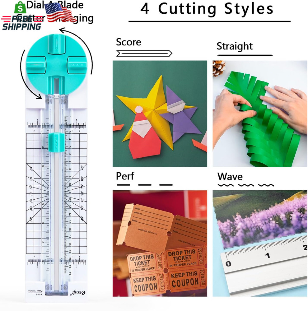 Multi-Function Paper Trimmer Cutter 4 Blades Straight Wave Dotted Perforated