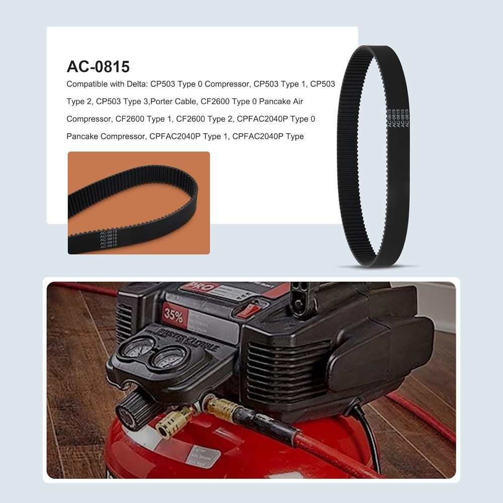 3 Pack AC-0815 Air Compressor Belt for Devilbiss Porter Cable Sear...