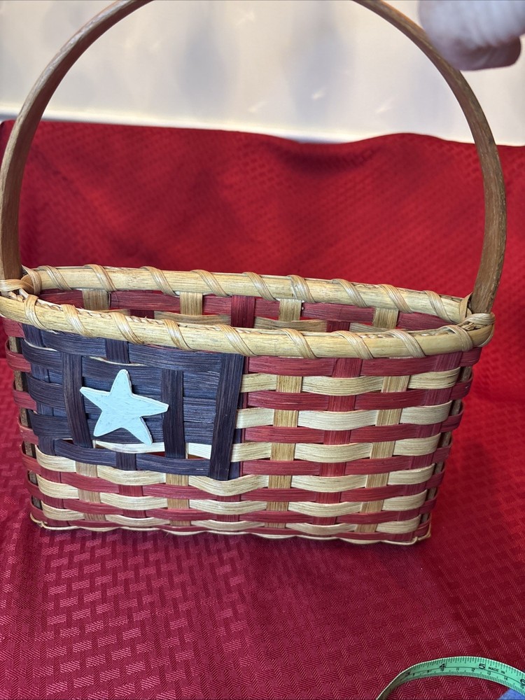 Handmade Woven Split Oak “Flag” Basket Signed And Numbered