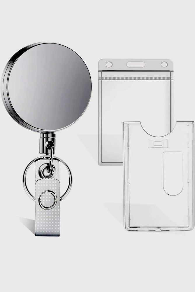 1 Pack Heavy Duty Retractable Badge Holder, Metal Long String That Never Break