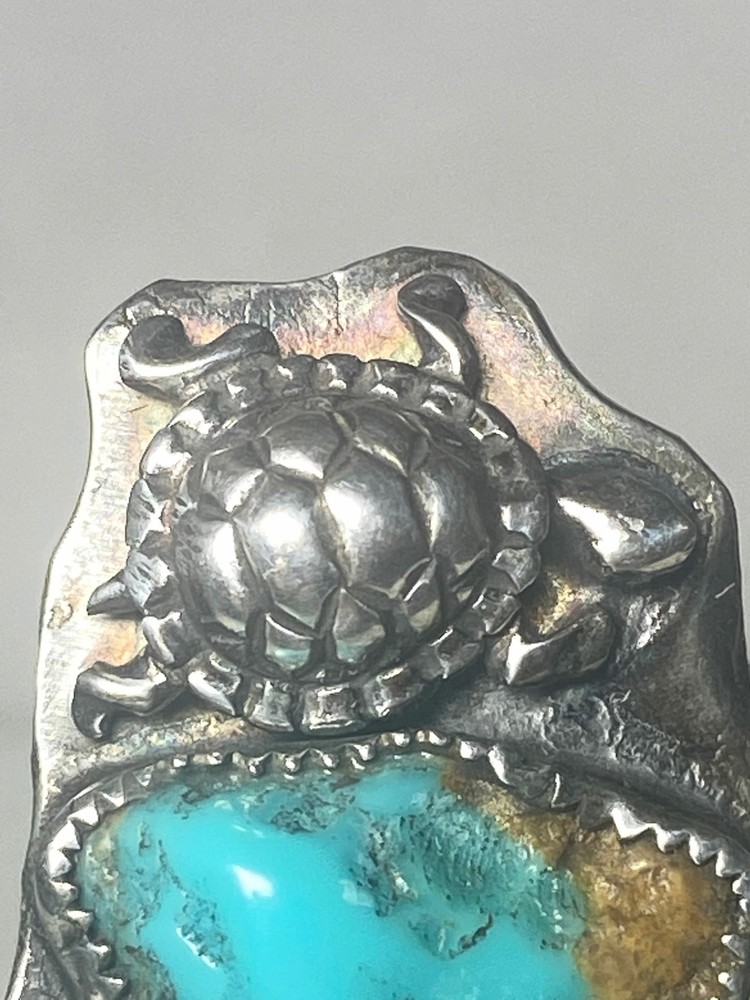 Turtle ring turquoise tribal southwest sterling silver