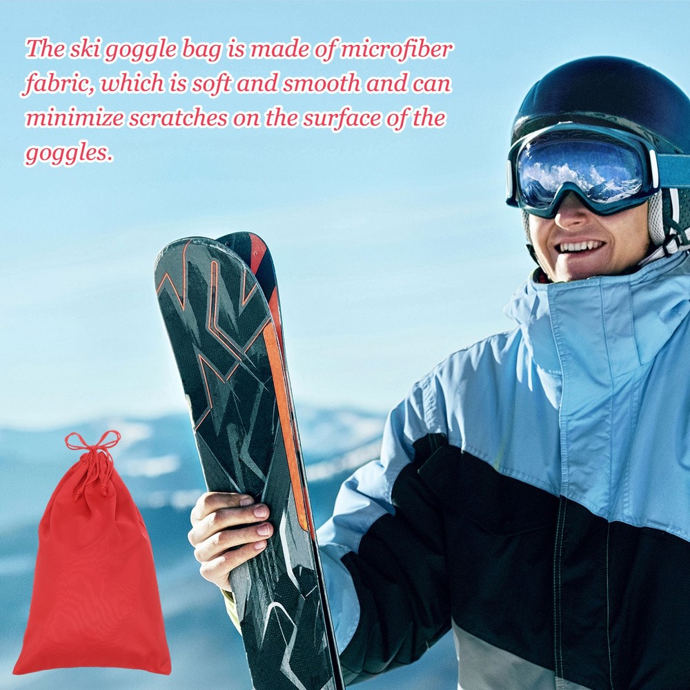 Ski Goggle Bag, Microfiber Bag with Cleaning Cloth 2 Pcs Pink