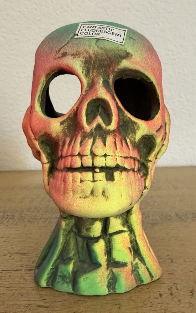 Aquarium Skull Fluorescent Ornament Ceramic Multicolored