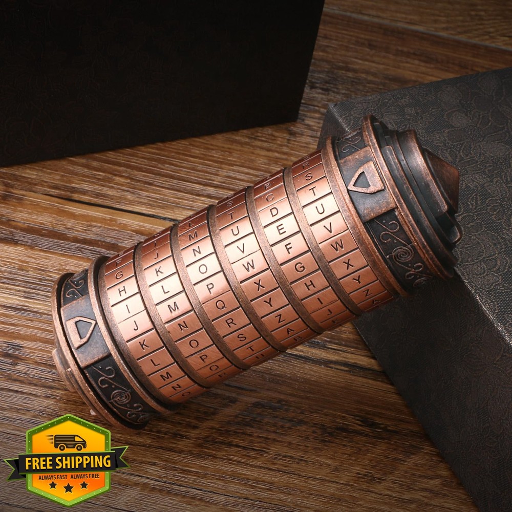 Cryptex Da Vinci Code Money Puzzle Box Copper Hidden Compartment