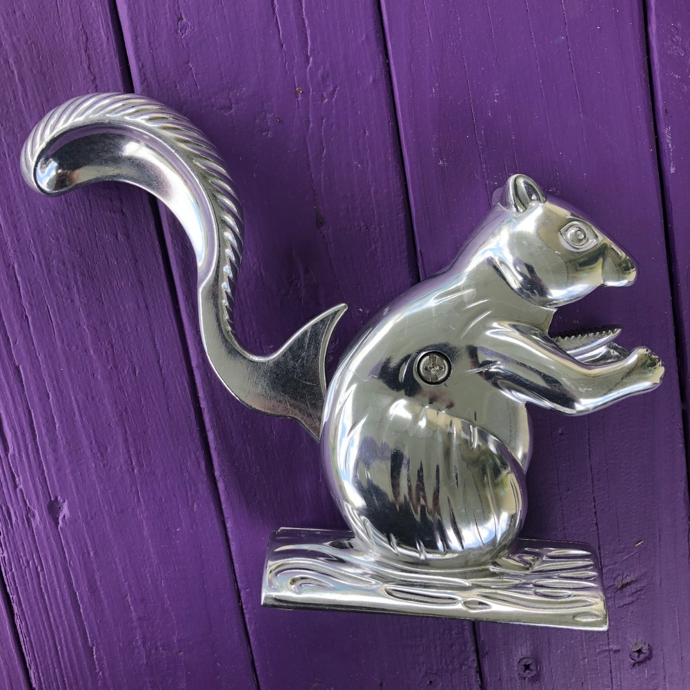 Adorable Vintage Aluminum Metal Squirrel Nutcracker