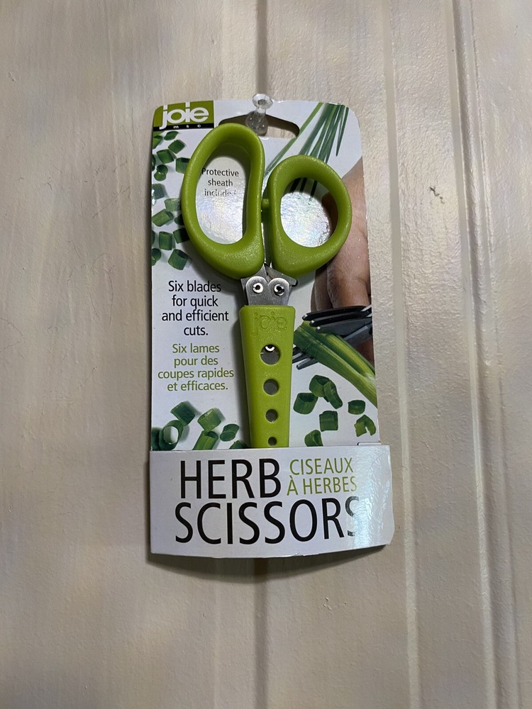 Joie Herb Scissors 6 Blade & Protective Sheath & Leaf Stripper Kitchen Scissors