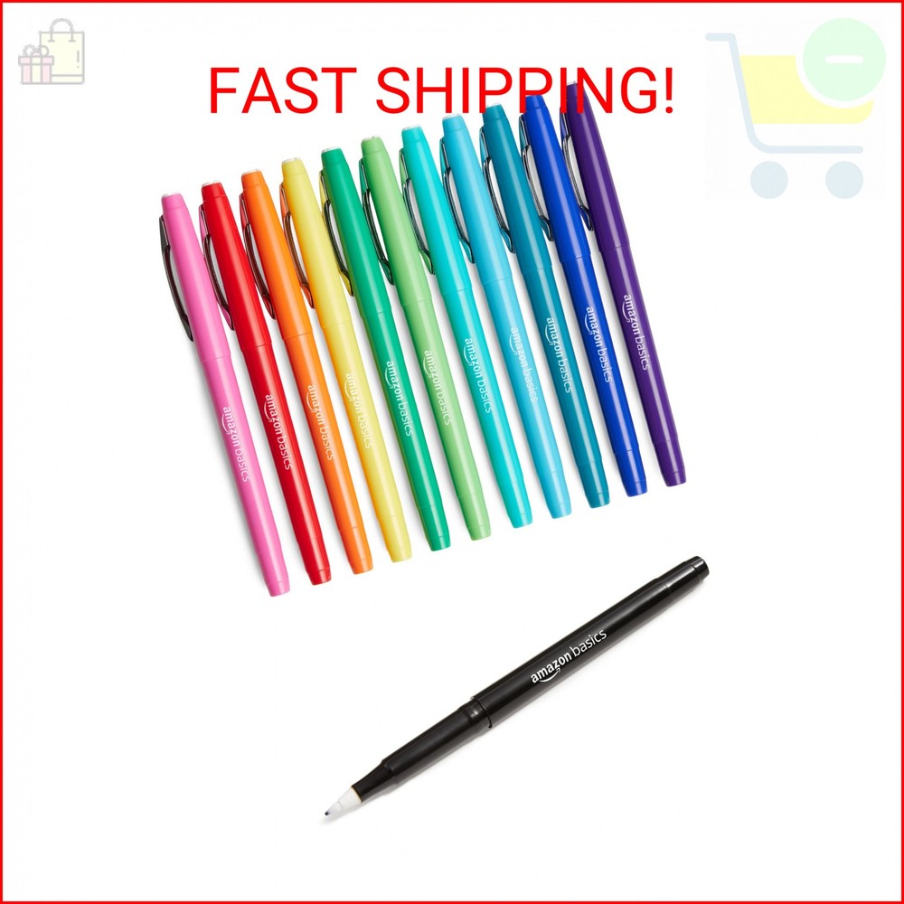 Amazon Basics Felt Tip Marker Pens, Assorted Colors, for Art Projects, Writing,