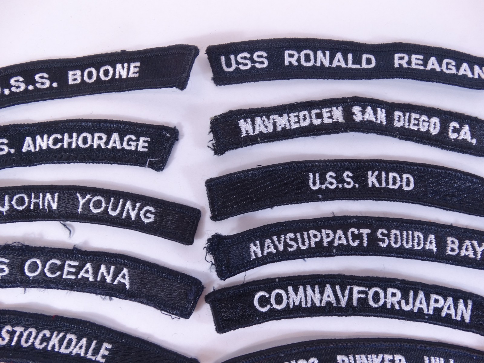 Lot of 24 - US NAVY SHOULDER STRIP TAB Rocker Patches USS Military USA America