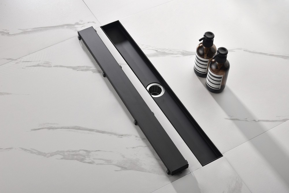 Linear Shower Drain with Removable Quadrato Pattern Grate, 304 Stainless