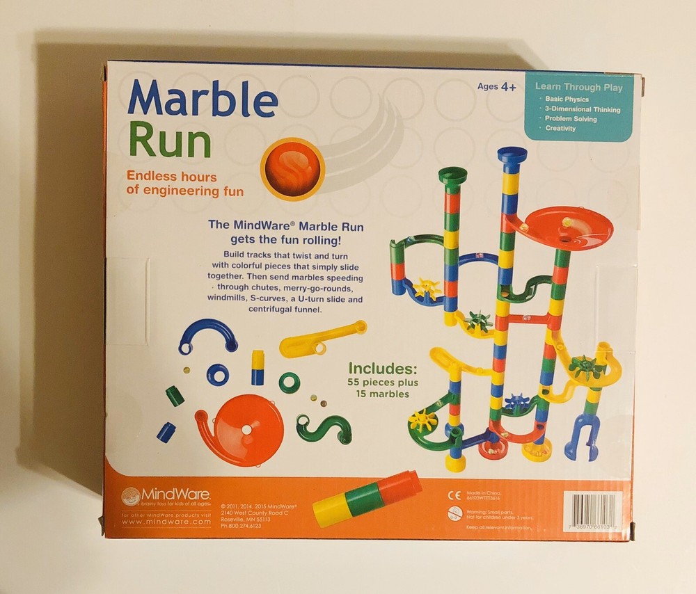 Mindware Marble Run Toy - 55 Pieces plus 15 Marbles